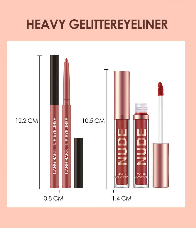 Lip Liner And Lipstick Makeup 12 Pcs Set 6 Matte Lipstick 6 Lip Liner Pens